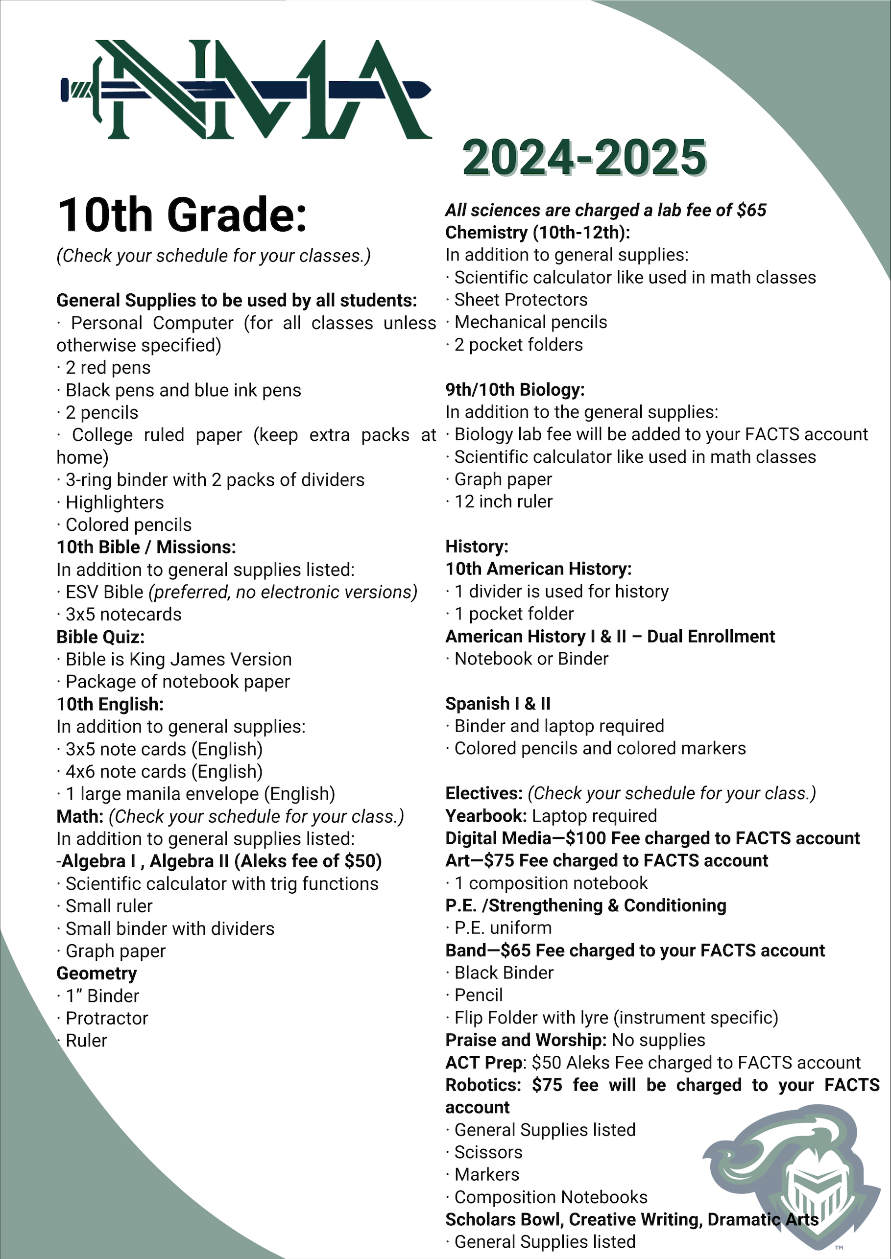 Northside Methodist Academy Supply Lists & Dress Codes